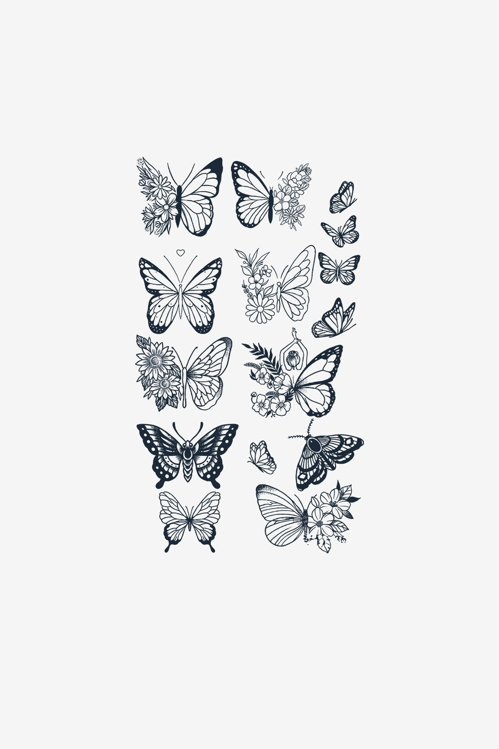 Set Fluturi Florali - tatuaj temporar Inklabs