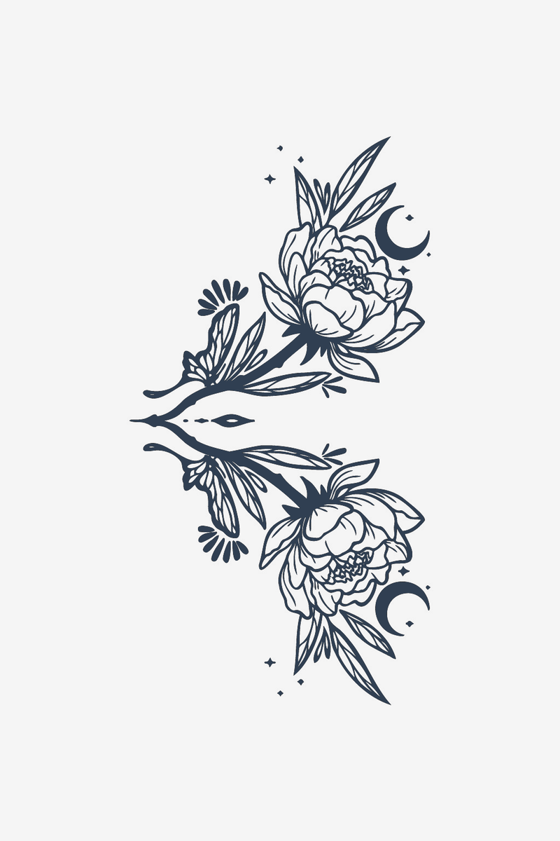 Blommor och måne