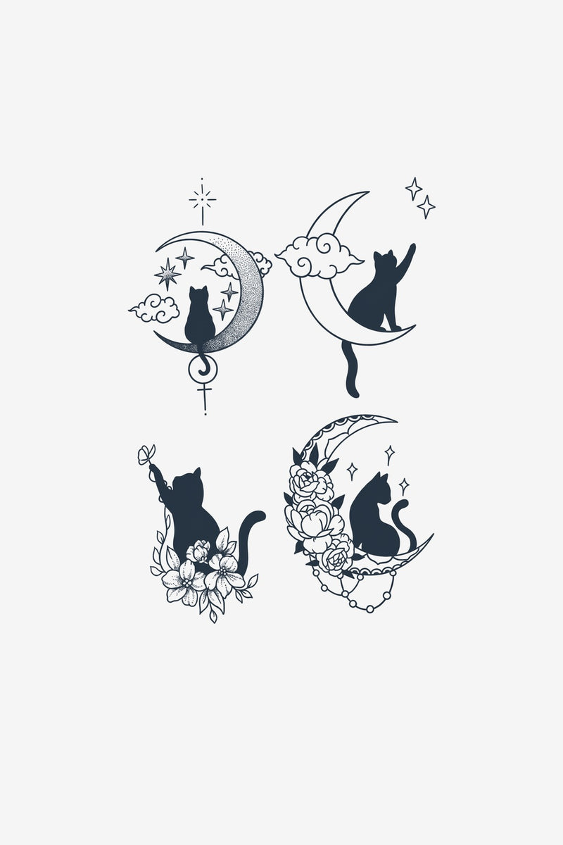 Set Pisici Lunare - tatuaj temporar Inklabs